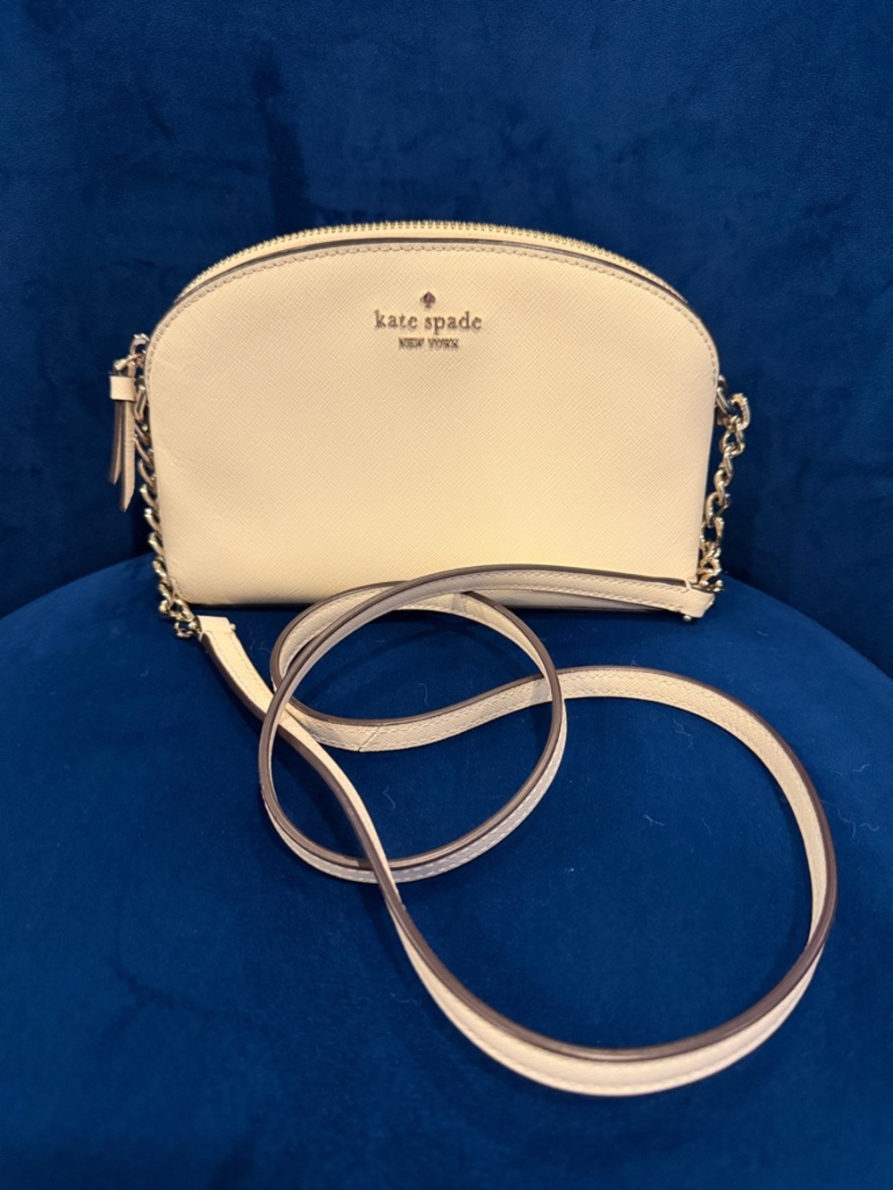 kate spade Cream Leather Dome Crossbody with Chain Strap